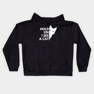 Cat lovers Hold On I see a Cat Kids Hoodie